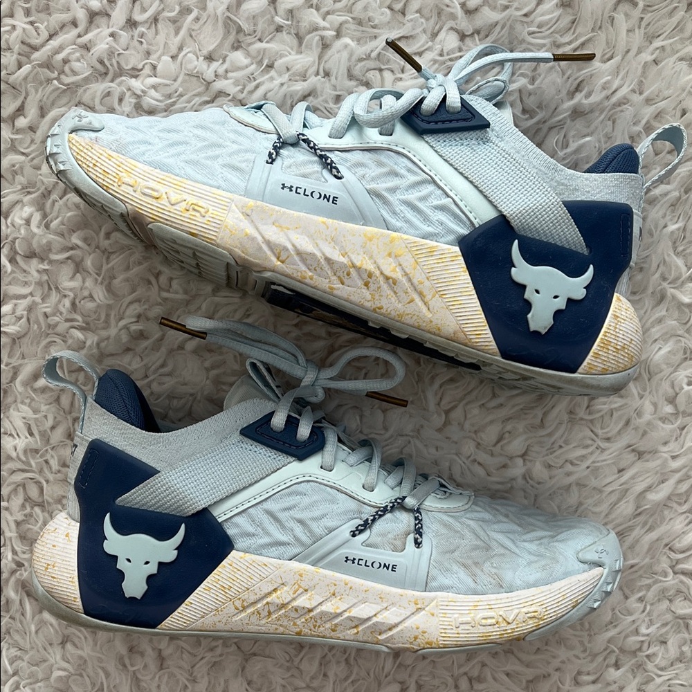 Under Armour Project Rock Halogen Blue Athletic Shoes Sz 7 Weightlifting Running